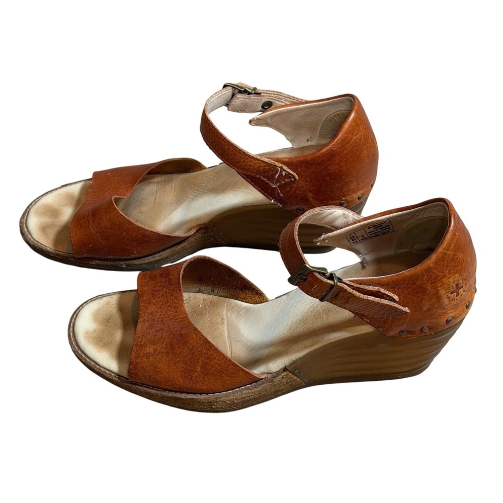 VTG Dr. Martens 12327 Ruana Oxblood Brown Leather Wedge Heels Studded Womens 9 - Picture 1 of 8
